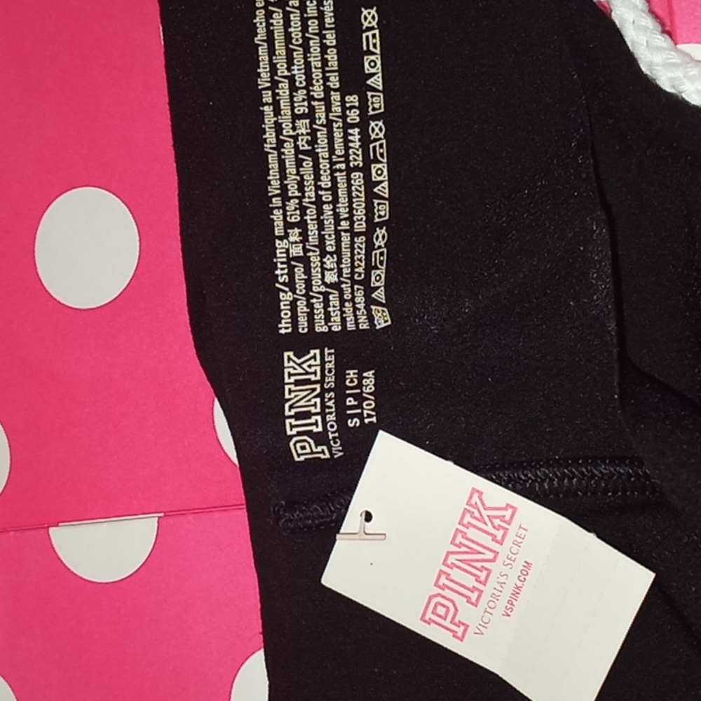 PINK, thong, VICTORIA'S SECRET, Small, Black